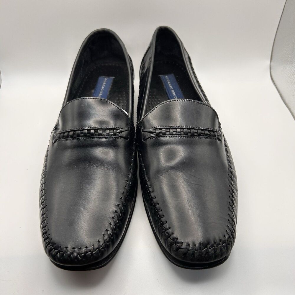 Giorgio Brutini Mens Leather Slip On Casual Loafers Black Size 10.5 D Shoes